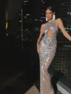 Embellishment|Dresses*Embellishment Cruz Rhinestone Cutout Mermaid Maxi Dress