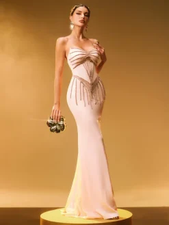 Embellishment|Dresses*Lu Yili Cryos Strapless Sequin Maxi Dress