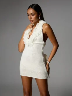 Dresses|Mini Dresses*Mew Mews Fashion Cyrille Halterneck Fringe Knitted Mini Dress