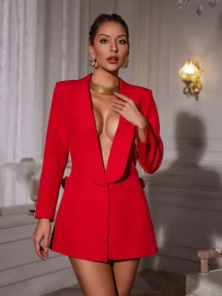 Coats & Jackets|Blazers*Mew Mews Fashion Dacre Back Cutout Flower Blazer In Red