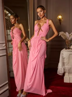 Dresses|Maxi Dresses*Mew Mews Fashion Daiki Halterneck Ruched Maxi Dress