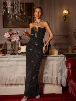 Dresses|Maxi Dresses*Bandage Daisuke Strapless Crystal Maxi Dress