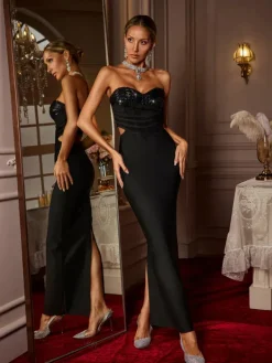 Dresses|Maxi Dresses*Bandage Dajuan Strapless Cutout Maxi Dress
