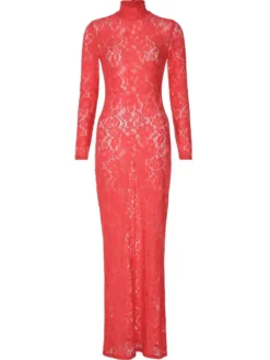 Dresses|Maxi Dresses*Mew Mews Fashion Damien Long Sleeve Lace Maxi Dress In Red