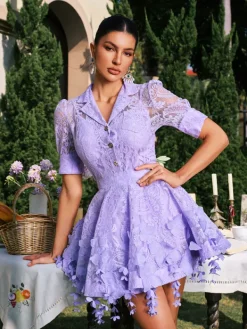 Sets & Co-ords*Mew Mews Fashion Dansby Flower Fringe Skirt Set In Lilac