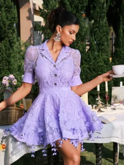 Sets & Co-ords*Mew Mews Fashion Dansby Flower Fringe Skirt Set In Lilac