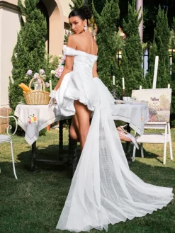 Dresses|Maxi Dresses*Mew Mews Fashion Danyal Off Shooulder Ruched Satin Dress