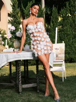 Dresses|Mini Dresses*Mew Mews Fashion Darko Spaghetti Flower Mesh Mini Dress