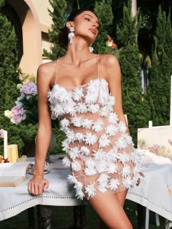 Dresses|Mini Dresses*Mew Mews Fashion Darko Spaghetti Flower Mesh Mini Dress