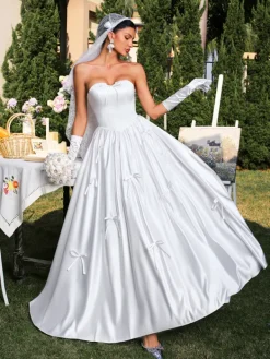 Dresses|Maxi Dresses*Mew Mews Fashion Darvin Strapless Bow Satin Maxi Dress