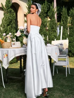 Dresses|Maxi Dresses*Mew Mews Fashion Darvin Strapless Bow Satin Maxi Dress
