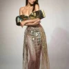 Dresses|Maxi Dresses*Jiu Bajia O/S Daryle Off Shoulder Sequin Split Maxi Dress