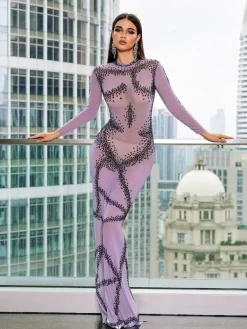 Embellishment|Dresses*Embellishment Dasani Printed Rhinestone Maxi Dress
