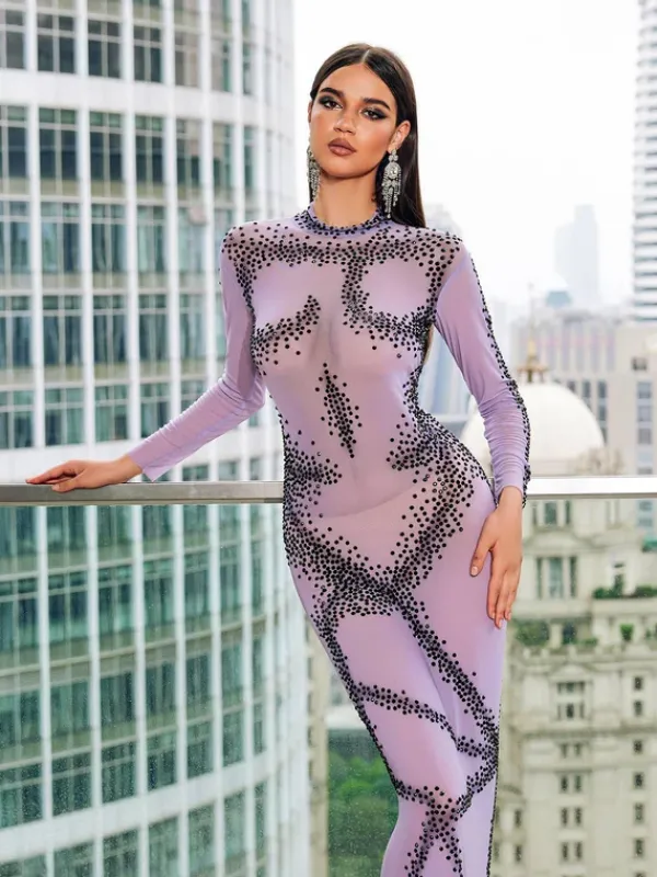 Embellishment|Dresses*Embellishment Dasani Printed Rhinestone Maxi Dress