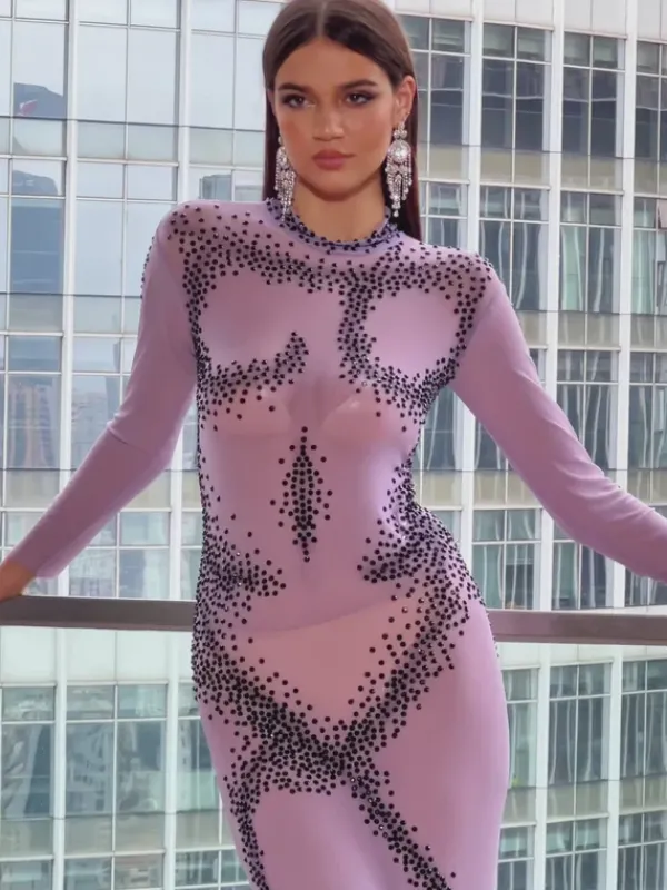 Embellishment|Dresses*Embellishment Dasani Printed Rhinestone Maxi Dress