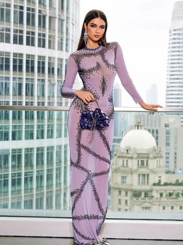Embellishment|Dresses*Embellishment Dasani Printed Rhinestone Maxi Dress