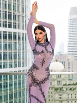 Embellishment|Dresses*Embellishment Dasani Printed Rhinestone Maxi Dress