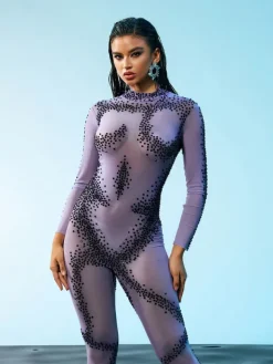 Embellishment*Embellishment Dasani Printed Rhinestone Jumpsuit