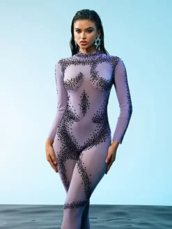 Embellishment*Embellishment Dasani Printed Rhinestone Jumpsuit
