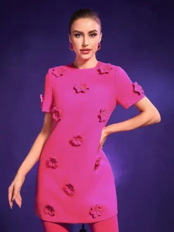 Dresses*Mew Mews Fashion Dashiell Short Sleeve Floral Embellished Mini Dress