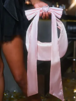 Bags*Mew Mews Fashion Davey Bow Heart Satin Bag
