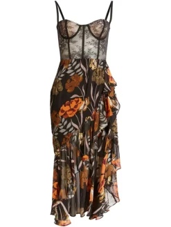 Dresses|Midi Dresses*Mew Mews Fashion Deborah Mesh Floral Midi Dress