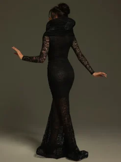 Embellishment|Dresses*Lu Yili Denequa Long Sleeve Cutout Lace Maxi Dress