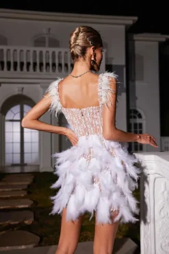 Embellishment|Dresses*Embellishment Derby Pearl Feather Sequin Dress