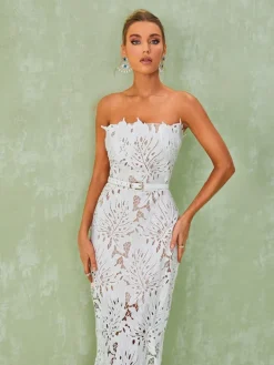 Dresses|Midi Dresses*Bandage Despina White Lace Midi Dress