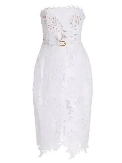 Dresses|Midi Dresses*Bandage Despina White Lace Midi Dress