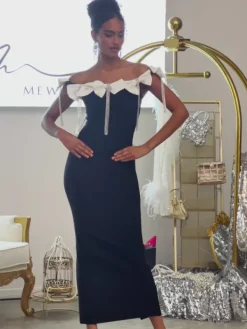 Dresses|Midi Dresses*Bandage Devrim Bow Fringe Midi Dress