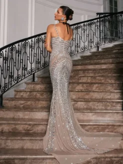 Embellishment|Dresses*Embellishment Disen Spaghetti Rhinestone Embellished Maxi Dress