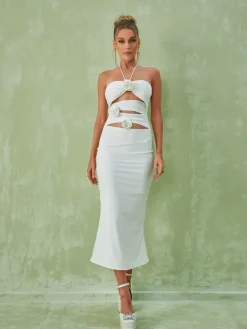 Dresses|Midi Dresses*Mew Mews Fashion Dorcas Halterneck Cutout Midi Dress