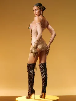 Bodysuits|Tops*W Jia Dorien Spaghetti Rhinestone Bodysuit In Gold