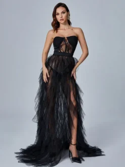 Dresses|Maxi Dresses*Mew Mews Fashion Dorothy Tulle Maxi Dress In Black