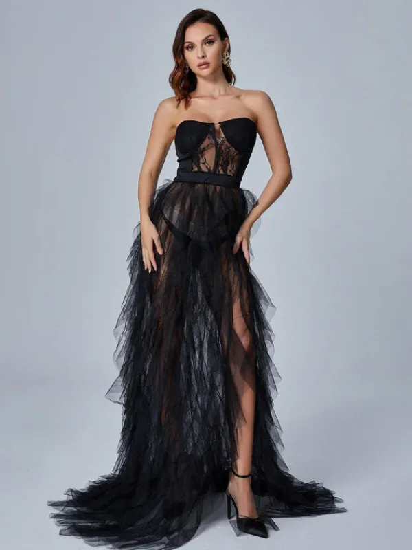 Dresses|Maxi Dresses*Mew Mews Fashion Dorothy Tulle Maxi Dress In Black