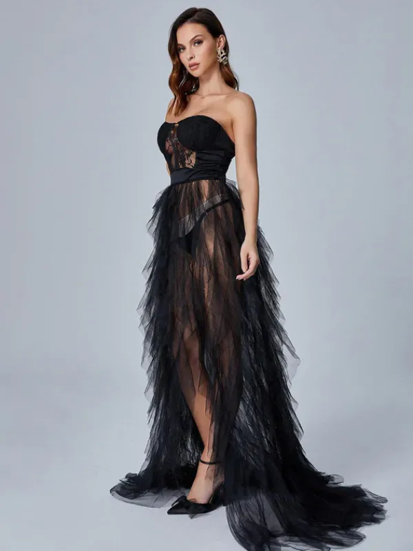 Dresses|Maxi Dresses*Mew Mews Fashion Dorothy Tulle Maxi Dress In Black