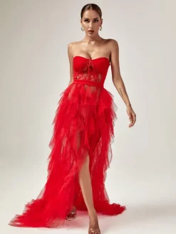 Dresses|Maxi Dresses*Mew Mews Fashion Dorothy Tulle Maxi Dress In Red