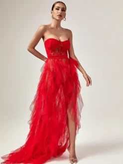 Dresses|Maxi Dresses*Mew Mews Fashion Dorothy Tulle Maxi Dress In Red