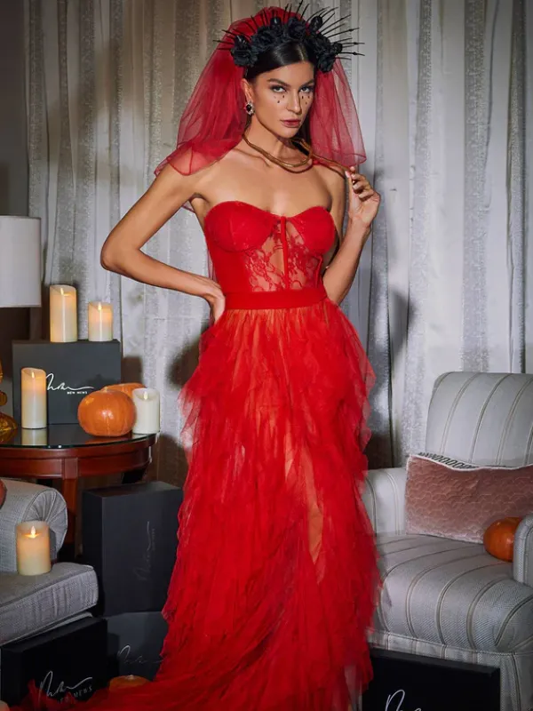 Dresses|Maxi Dresses*Mew Mews Fashion Dorothy Tulle Maxi Dress In Red