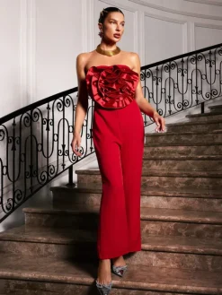 Jumpsuits & Romper*Mew Mews Fashion Dunja Strapless Flower Jumpsuit In Red