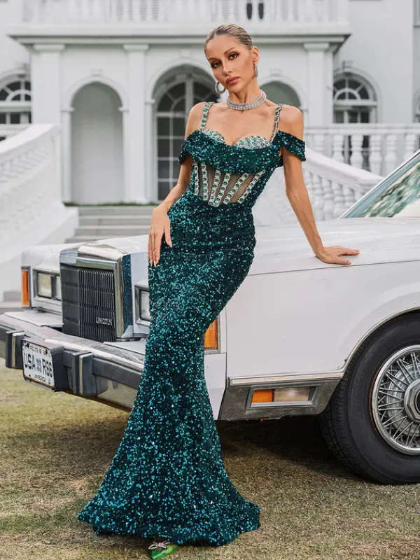 Embellishment|Dresses*Lu Yili Dyvora Spaghetti Embellished Maxi Dress