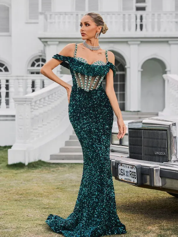 Embellishment|Dresses*Lu Yili Dyvora Spaghetti Embellished Maxi Dress