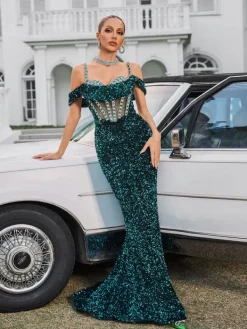 Embellishment|Dresses*Lu Yili Dyvora Spaghetti Embellished Maxi Dress