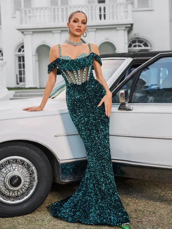 Embellishment|Dresses*Lu Yili Dyvora Spaghetti Embellished Maxi Dress