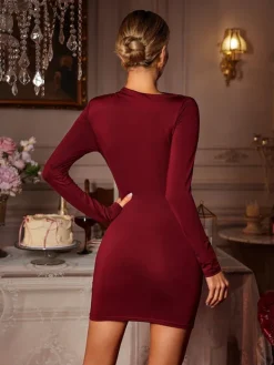 Dresses|Mini Dresses*Mew Mews Fashion Eachna Long Sleeve Ruched Mini Dress
