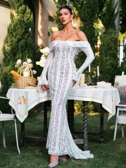 Dresses|Maxi Dresses*Mew Mews Fashion Ector Off Shoulder Lace Maxi Dress