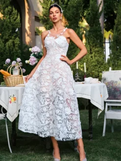 Dresses|Midi Dresses*Mew Mews Fashion Edena Sleeveless Flower Lace Midi Dress