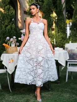 Dresses|Midi Dresses*Mew Mews Fashion Edena Sleeveless Flower Lace Midi Dress