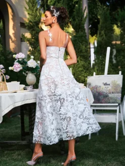Dresses|Midi Dresses*Mew Mews Fashion Edena Sleeveless Flower Lace Midi Dress